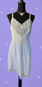Vintage Shadowline White Lace Coquette Fairycore Full Slip Dress Size 34 🤍 Photo 0