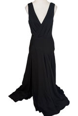 FAME‎ & PARTNERS Black Satin V Neck Maxi Dress Long Side slit formal Size 4 NWT Photo 0