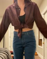 Vintage Burgundy Floral Print Button Down Shirt Photo 0