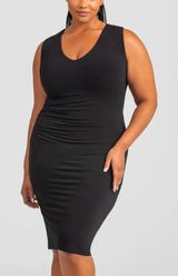 Honeylove‎ InnerPower Black Sleeveless Midi Dress 1X Shaping Slimming Flattering Photo 0