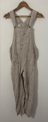 Linen Fairytales 100% Linen Oatmeal Overalls Jumpsuit XS Lantern Leg Lagenlook Photo 0