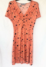 Harkel womens short sleeve v neck knee length stars moon orange dress 4 retro Photo 0
