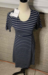 NWT Elizabeth Oliver Navy White‎ Striped A Line Maternity Dress Size 1 Photo 0