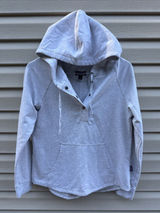 Patagonia Ahnya Pullover 1/4 Snap Hoodie Womens Small Grey Pocket Photo 0