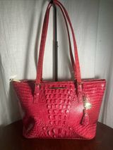 Brahmin red croc-embossed leather tote bag Photo 0