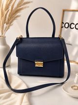 Michael Kors Blue Saffiano leather crossbody satchel travel organizer purse bag Photo 0