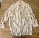 Cream sun print button up shirt • relaxed summer aesthetic Photo 0