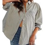 Free People We the Free Happy Hour Oxford Shirt Button Up Relaxed Stripe Gray XS Photo 0