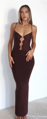 White Fox Break It Off Maxi Dress Espresso Photo 0