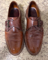 Allen Edmonds Lubbock Men 9 D Brown Leather Monk Strap Dress Shoes USA 8032 Oxfords Loafers Preppy Old Money Photo 0