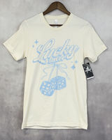 Lacrosse Unlimited Lucky Laxer Graphic Tee Top Women‎ Small Dice Preppy Sporty Photo 0