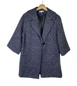 CAbi Women Blair Pea Coat Sz‎ XS Dark Blue Tweed Wool Blend Jacket Herringbone Photo 0