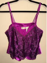 Victoria's Secret Vintage Gold Label Satin Lace Camisole Top Purple Medium Y2K Photo 0