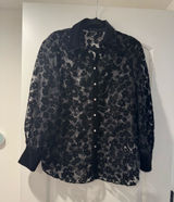 NWOT River Island Black Floral Button-Down Blouse size L Photo 0