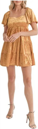 All In Favor Flutter Sleeve Crushed Velvet Minidress Size Small NWOT Photo 0