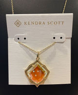 Kendra Scott | Gold Plated Iridescent, Orange & Blue Pendant Necklace Photo 0