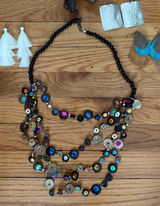 Boho Jewelry Bundle Multi Strand Necklace Beaded Cuff Leather‎ Wrap Earrings Lot Photo 0