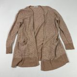 Madewell Cardigan Sweater Womens Small Tan‎ Stripe Open Front Longline Pockets Photo 0