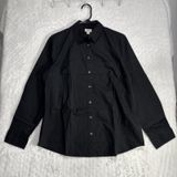 J. Crew Petite Button-Up Cotton Poplin Shirt Long Sleeve Womens L Petite Black Photo 0