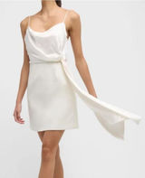 NEW Cinq à Sept Cara Tie Waist Mini Dress Size 4 Ivory‎ Bridal Satin Photo 0