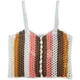 LE LIS COLLECTION Crochet Striped Button Front Crop Top‎ Women Size M Photo 0