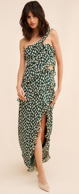 Anthropologie Green formal polka dot maxi dress Photo 0