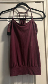 Alo Yoga Tank Top Women Small Burgundy Layered Built-in Shelf Bra Racerback Photo 0
