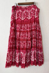 intage Gadzooks Floral Tiered Peasant Maxi Skirt Red Pink Lace Flaw Size Small Photo 0