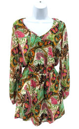 Show Me Your Mumu V-Neck Long Sleeve Mini Dress Paisley Floral NWT Small Photo 0