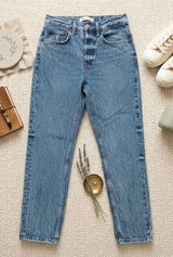 Zara High Rise Straight Leg Jeans Medium Wash Blue Denim Women Size‎ 29 Photo 0