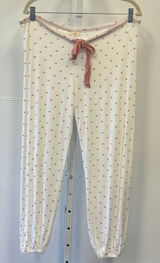 Eberjey Gisele Heart Print Pajama Pants Joggers Cream Pink XS 1331 Photo 0