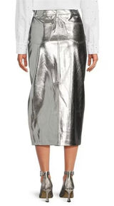 Gianni Bini Metallic‎ Silver Pencil Skirt Photo 0