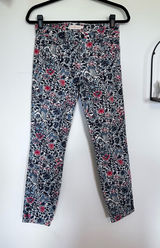 Tory Burch Emmy Ankle Skinny Pants Blue Lake Kyoto Butterfly Floral Print 26 Photo 0