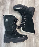 Sorel Torino II Tall Boots Waterproof Black Suede Faux Fur Womens Size 7‎ Photo 0
