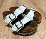 Birkenstock Arizona White Birko-Flor Sandals EU 39 Women's 8 Men's 6 Two Strap Photo 0