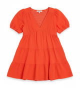 Hunter & Brown Orange Cotton‎ Gauze Tiered Mini Dress Size Large Photo 0