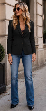 White House Black Market Black Fitted Two-Button Blazer Photo 0