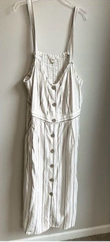 a.n.a. Rayon & Linen Blend Dress with Pockets Cream with Brown Stripes 2X Photo 0