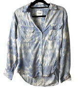 Abercrombie & fitch linen boyfriend button up top blue tie dye women’s size S Photo 0