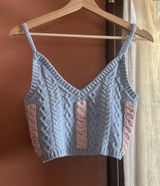 For Love & Lemons Paige Cableknit Cropped Pastel Coquette Sweater Tank Top XS Photo 0