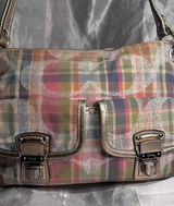 Vintage 2010s Coach Signature Poppy Madras Plaid Shoulder Bag Multi Color Photo 0