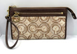COACH Brown Aud Tan Optic Swirl Wallet Wristlet Photo 0