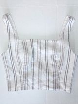 Antonio Melani Striped Crop Top 100% Cotton - Ivory / Bark - Size 12 Photo 0