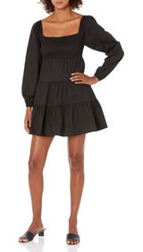 NWT Bb Dakota Womens Daniella Babydoll Casual Dress Black S Photo 0