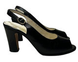 Garolini Leather Peep Toe Slingback Heels Old Money Vintage Italian Luxury 6 Photo 0