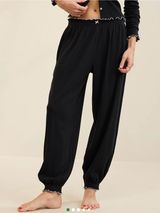 NWT Aerie Pointelle Balloon Pajama Pant in Black Sz XS Photo 0