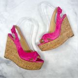 Christian Louboutin Reine De Liege Suede Cork Platform Wedge Slingback Sandal 37 Photo 0