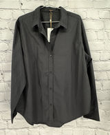 NWT Quince Poplin Long Sleeve Shirt Women's XL Black 100% Organic Cotton LS Photo 0