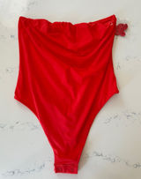SKIMS Strapless Thong Bodysuit, size Large, Bright Orange/Red, NEW no tag. Photo 0