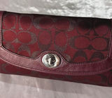 Vintage Y2K Coach Signature Burgundy Small Shoulder Bag/Wristlet Turnlock Photo 0